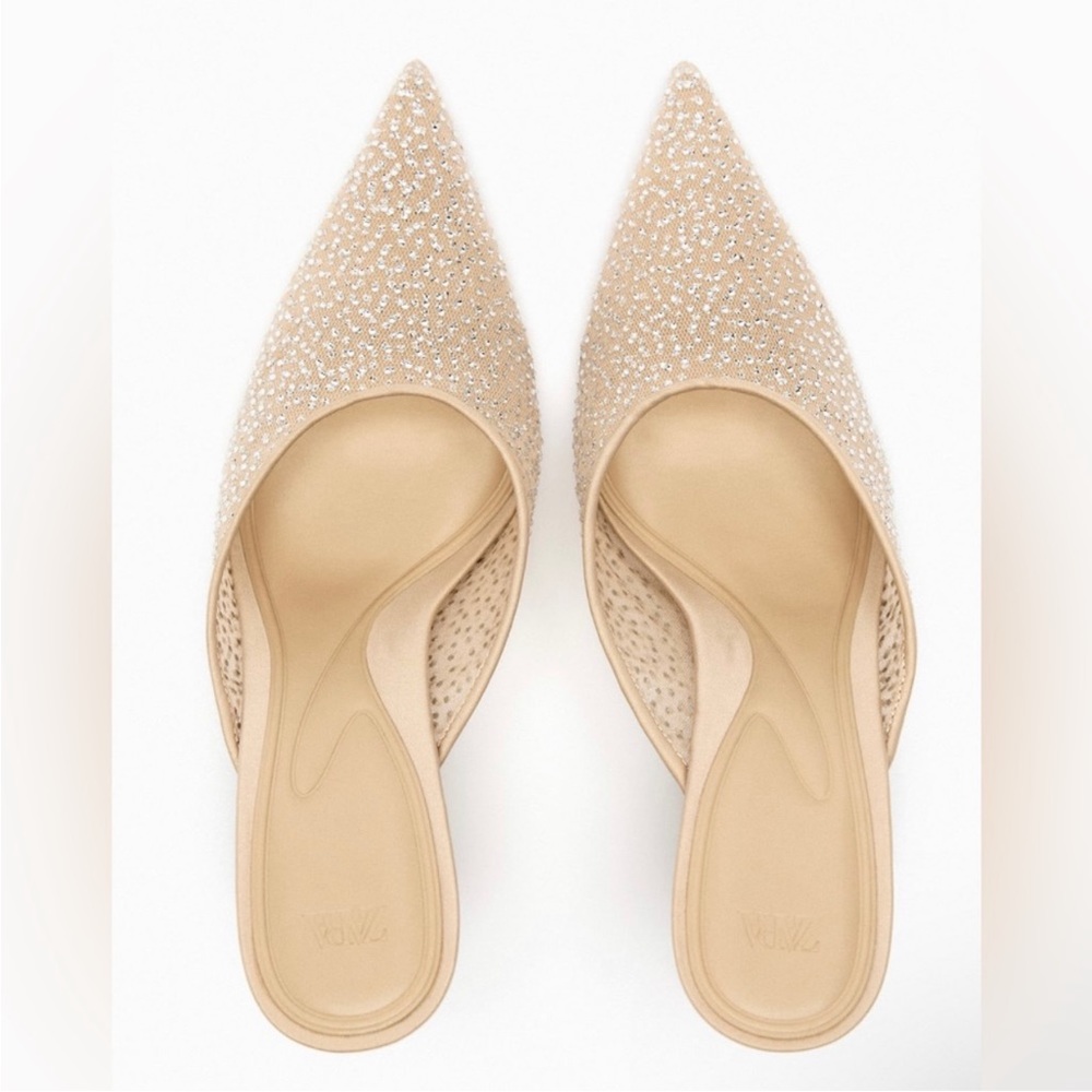 NWT Zara Sparkly Mesh Mules Size US 8/EU 39